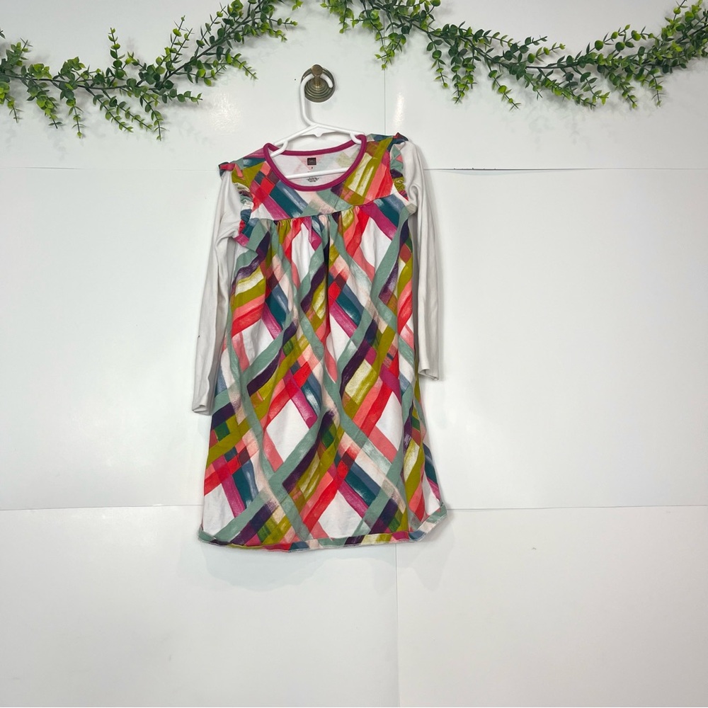 Tea Collection Girls Long Sleeve Patterned Dress Size 7